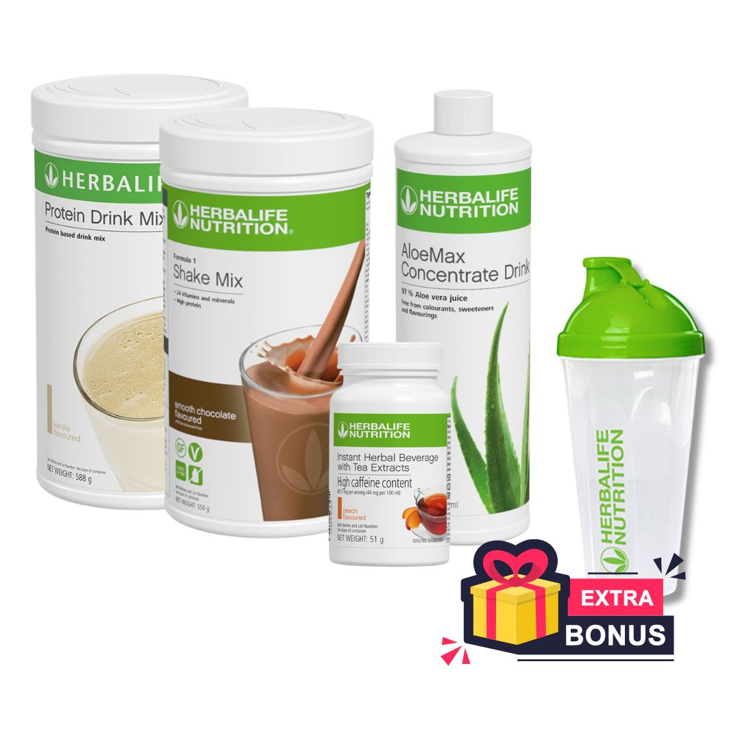 COMPLETE PACK HERBALIFE - Shake + Tea + Aloe + Protein + Free Shaker