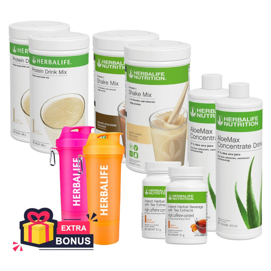 FAMILY PROGRAM HERBALIFE - Double Shake + Double Tea + Double Aloe + Double Protein