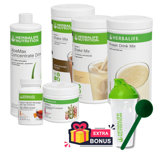 INTENSIVE PROGRAM HERBALIFE - Double Shake + Tea + Aloe + Multifibre + Protein